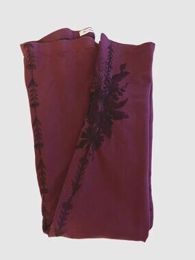 JW Los Angeles line by Johnny Was Burgundy Floral Embroidered Leggings Size S